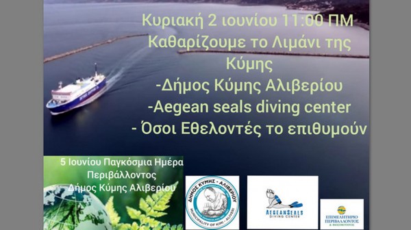 Δράση καθαρισμού στο λιμάνι της Κύμης σε συνεργασία με δύτες