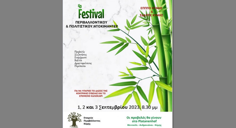 Φεστιβάλ Ντοκιμαντέρ από την Εταιρεία Περιβάλλοντος Κύμης