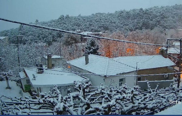EYBOIA: Ειδυλλιακές εικόνες με χιόνι στη Σέτα το πρωί του Σαββάτου (φωτό)