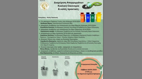 ΕΡΕΤΡΙΑ: Εκδήλωση για την Διαχείριση των απορριμμάτων και την κυκλική οικονομία