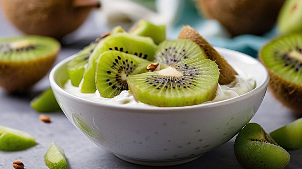 Μους γιαουρτιού με ανανά και ακτινίδιο