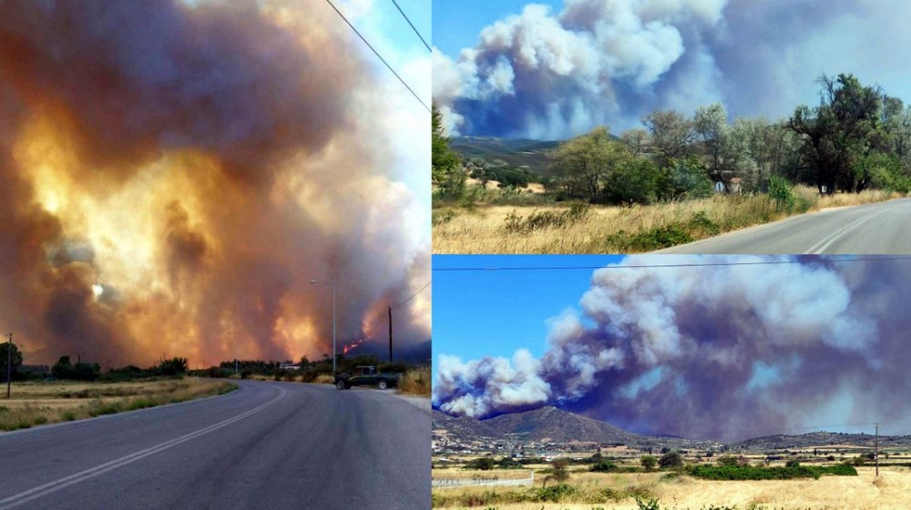 ΦΩΤΙΑ ΣΤΗΝ ΕΥΒΟΙΑ: Εκκενώνονται οι Πετριές - Κλειστός ο δρόμος Λεπούρων-Καρύστου