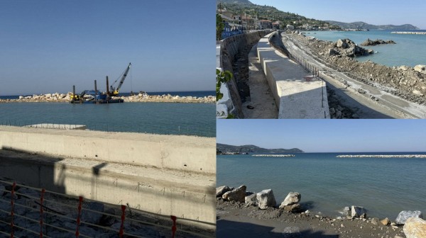 ΠΛΑΤΑΝΑ ΚΥΜΗΣ: Προχωράει το έργο με τους κυματοθραύστες για την προστασία του δρόμου