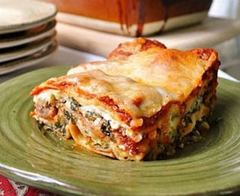 Λαζάνια με σπανάκι και μανιτάρια