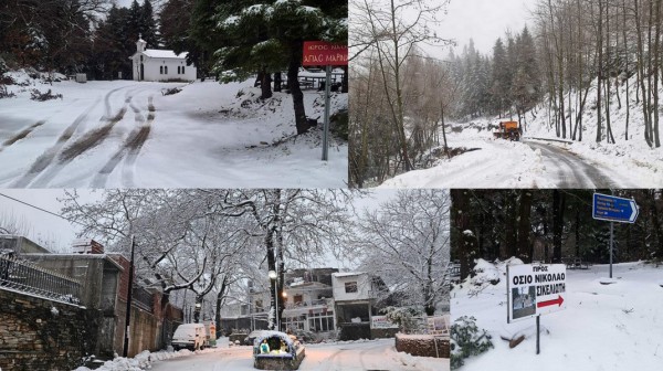 ΕΥΒΟΙΑ: Χιονισμένα τοπία στη Σέτα και στο Μετόχι Διρφύων - Που χρειάζονται αλυσίδες για τα αυτοκίνητα