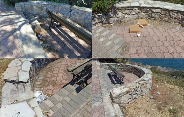 ΑΙΣΧΟΣ: Κουτιά και καφέδες πεταμένα στα παγκάκια της Λεωφόρου Μακαρίου