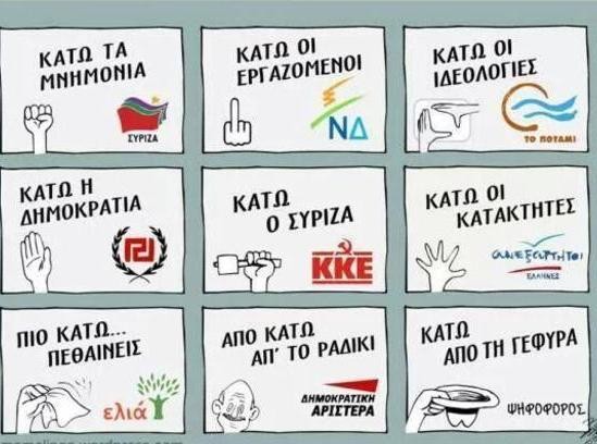Τα συνθήματα των κομμάτων με άλλο μάτι