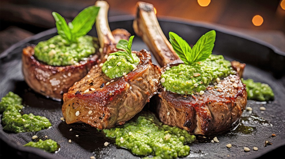 Αρνίσια παϊδάκια με πέστο