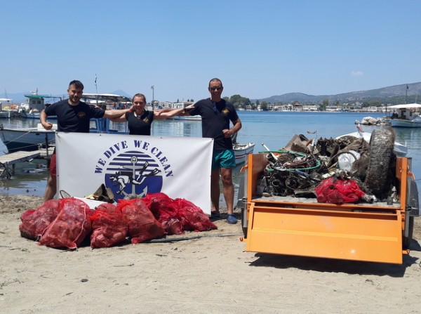 ΕΡΕΤΡΙΑ: Δύτες ανέσυραν 300 κιλά σκουπίδια από τον βυθό στο νησί των Ονείρων