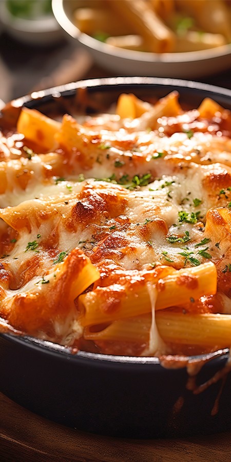 Ριγκατόνι με σάλτσα ντομάτας και τυρί cottage