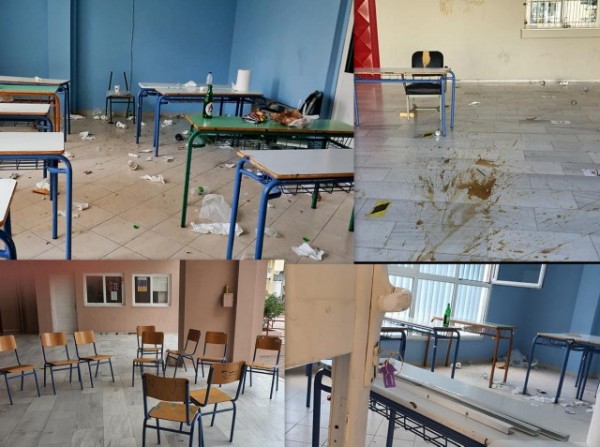 ΧΑΛΚΙΔΑ: Νεαροί πίνουν μπύρες και τρώνε σουβλάκια σε αίθουσα και στην πιλοτή του 1ου Λυκείου