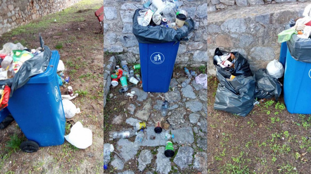 ΧΑΛΚΙΔΑ- ΝΤΡΟΠΗ: Απαράδεκτες εικόνες με τα σκουπίδια στο κάστρο του Καράμπαμπα