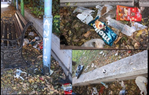 ΧΑΛΚΙΔΑ: Μία ...διακόσμηση με σκουπίδια στην πέργκολα της  πλατείας  Αγίου Νικολάου