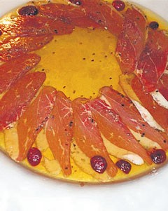 Καπνιστό φιλέτο πάπιας σε ζελέ κρασιού