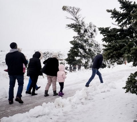 Τα πρώτα χιόνια στην Πάρνηθα έφεραν και μποτιλιάρισμα (VIDEO)