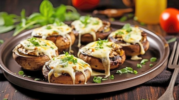 Μανιτάρια γεμιστά με μπέικον και τυριά