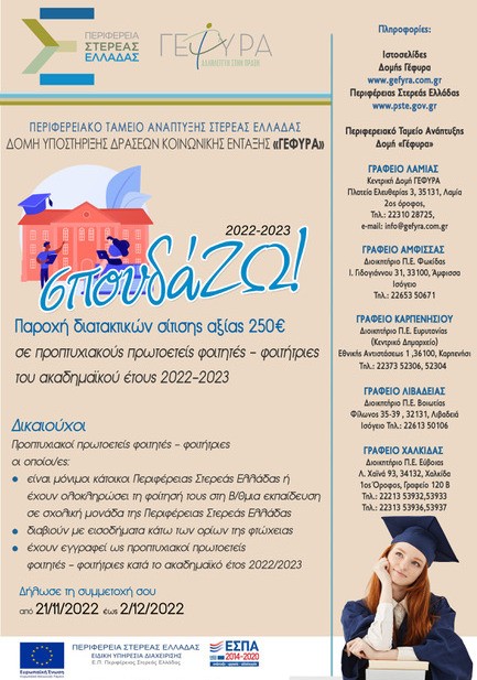 ΣΤΕΡΕΑ ΕΛΛΑΔΑ: Επίδομα 250 ευρώ σε φοιτητές με χαμηλό οικογενειακό εισόδημα - Που να απευθύνονται οι Ευβοιώτες φοιτητές