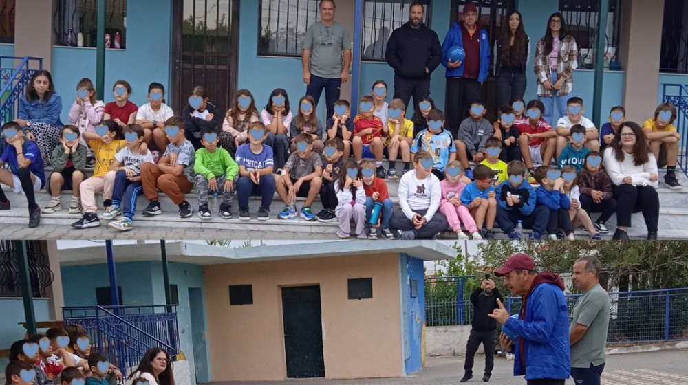 ΠΟΛΙΤΙΚΑ: Επίσκεψη στο Δημοτικό Σχολείο από τον προπονητή και τον πρόεδρο της γυναικείας ομάδας ποδοσφαίρου Ψαχνών