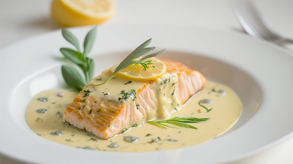 Σολομός με σάλτσα λεμονιού