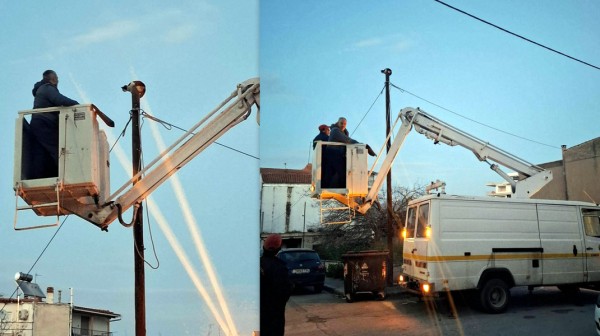 ΧΑΛΚΙΔΑ: Επιχείρηση διάσωσης γάτας σε κολώνα του ΟΤΕ